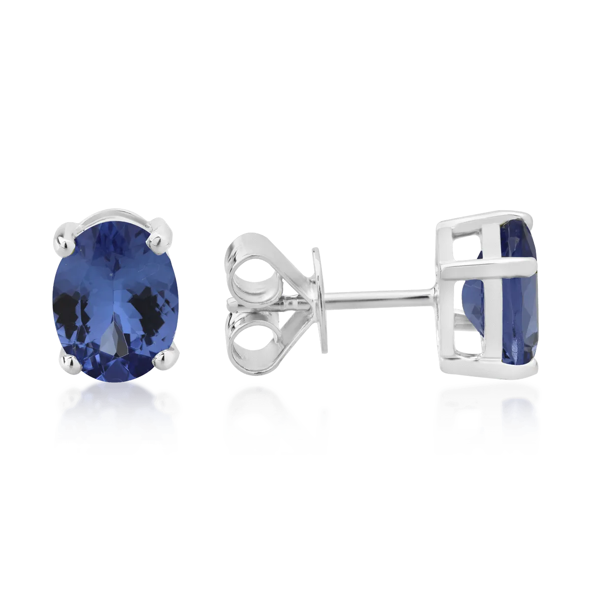 Cercei din aur alb cu tanzanite ovale de 2.43ct