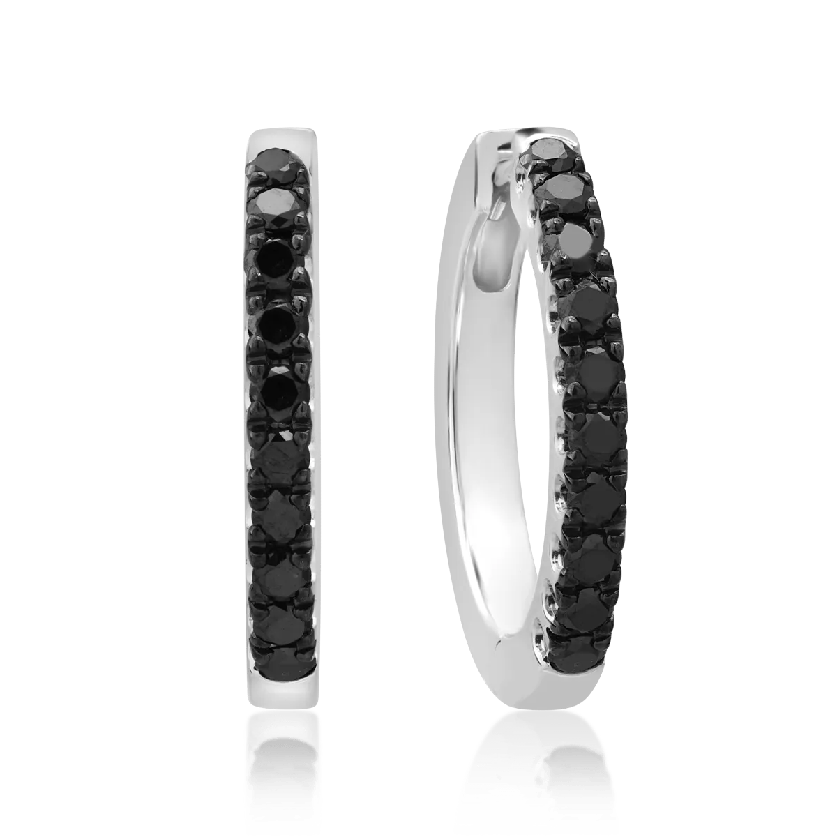 Cercei din aur alb cu diamante negre de 0.5ct