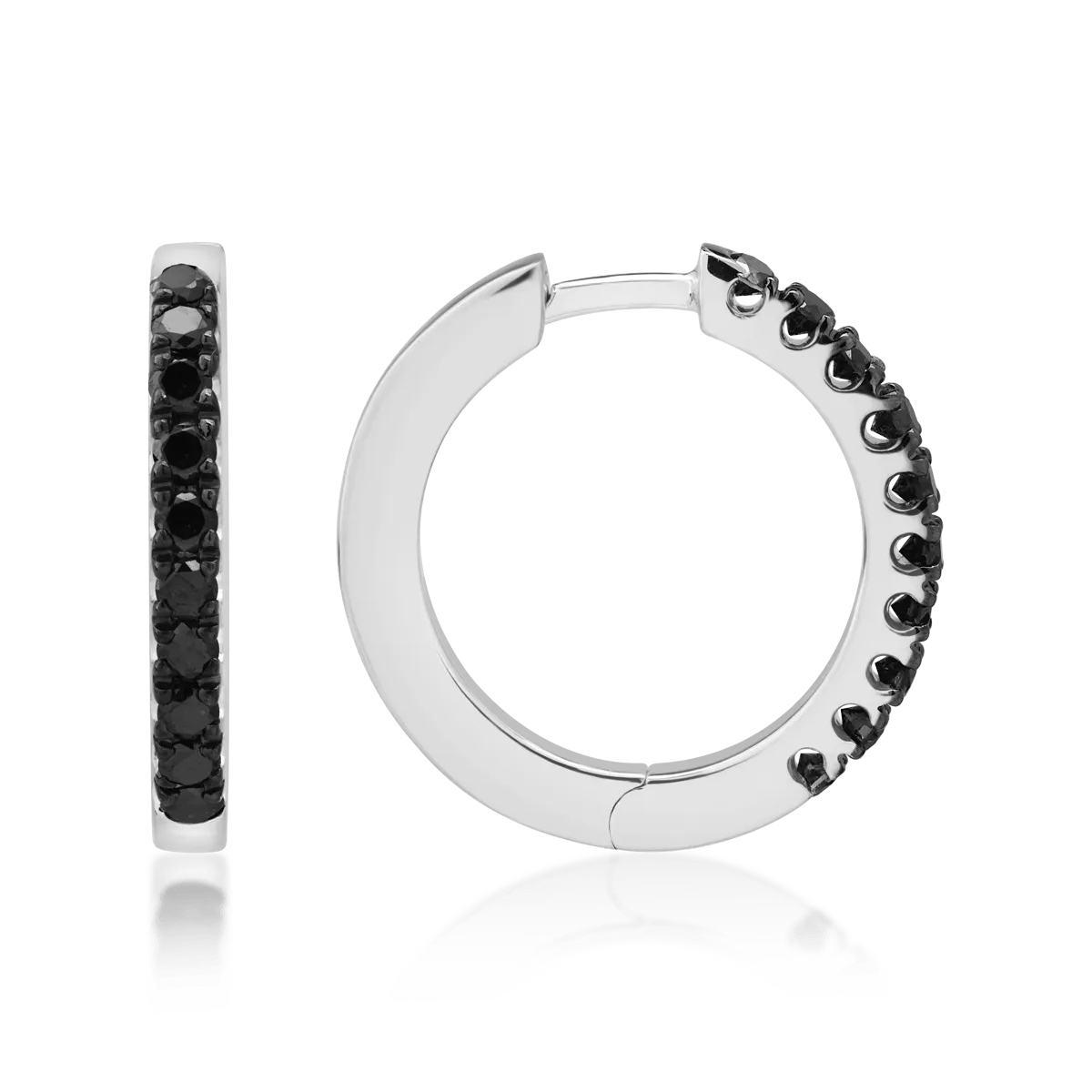 Kolczyki z 18K białego złota i czarne diamenty 0.5kr