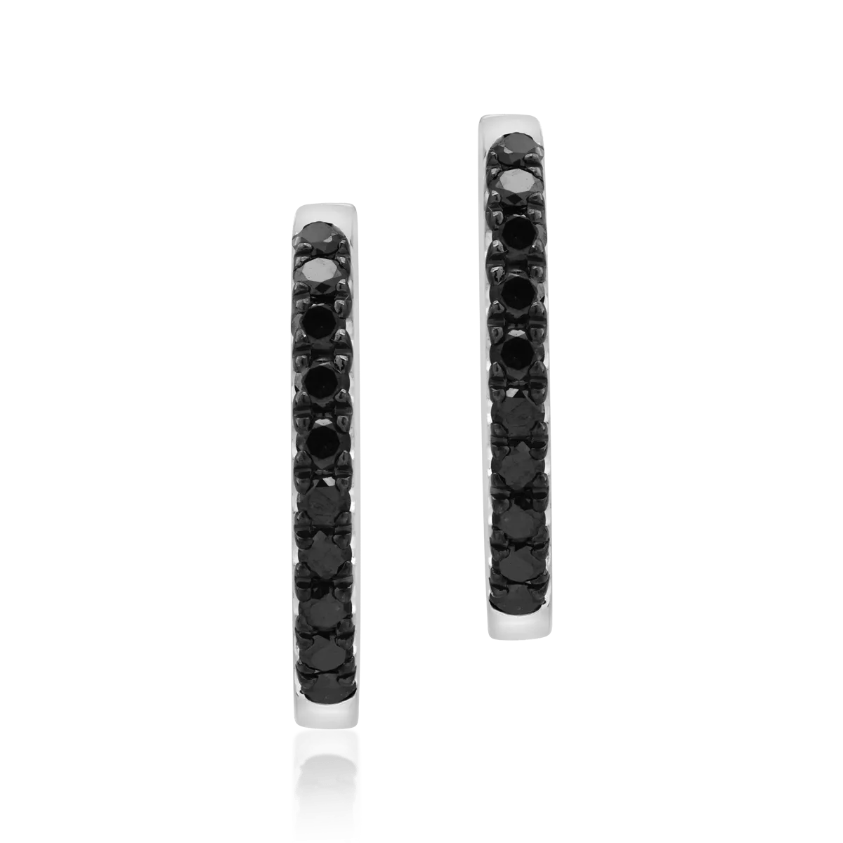 Cercei din aur alb de 18K cu diamante negre de 0.5ct