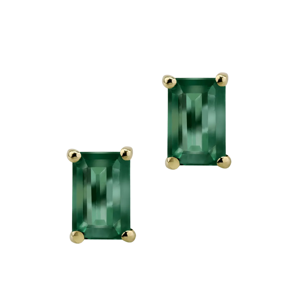 14K yellow gold earrings with 1ct emeralds