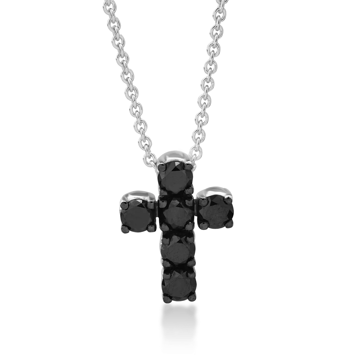Lánc, 18 k fehér arany kristály, fekete gyémánt 0.64ct-108096