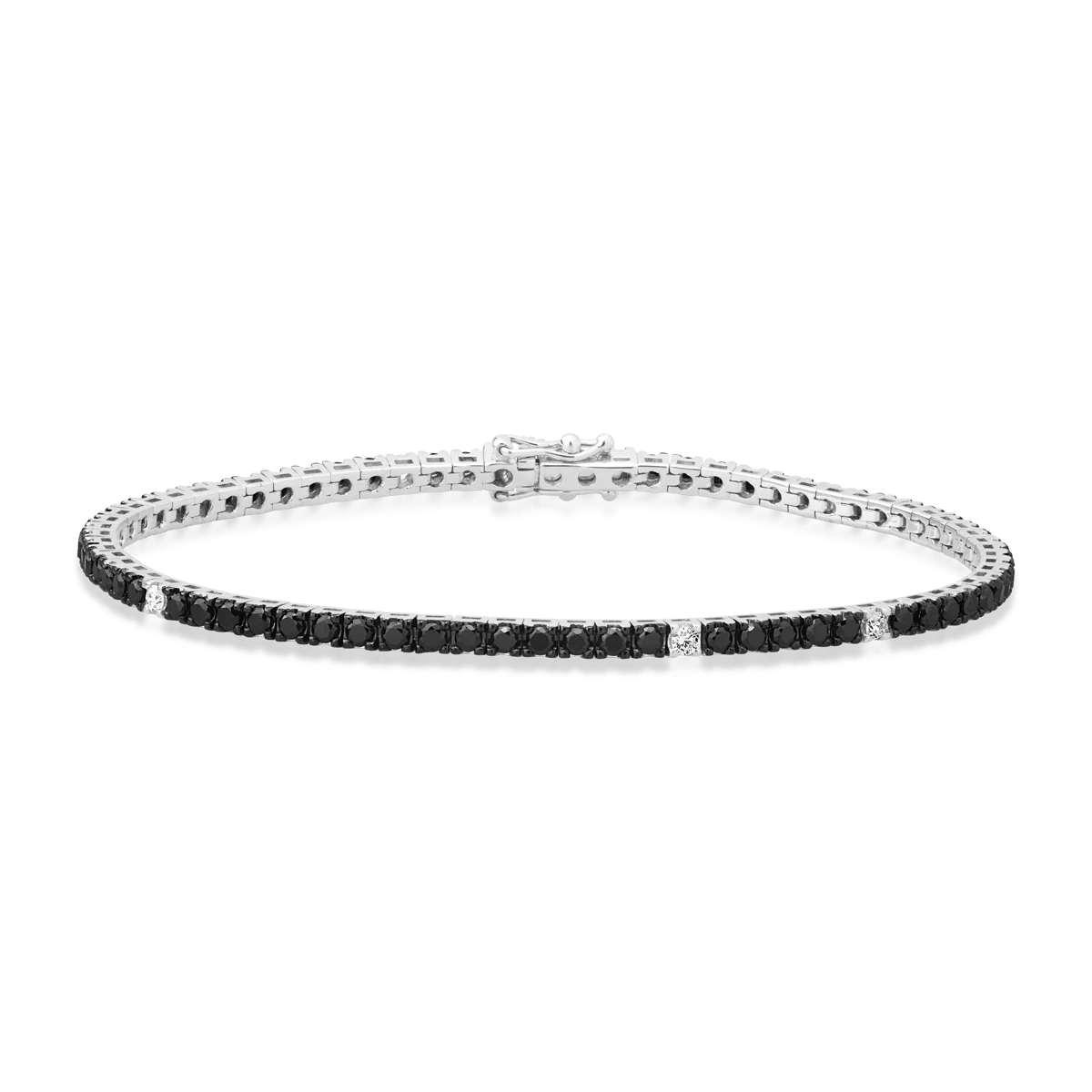 18K white gold tennis bracelet with 1.95ct black diamonds and 0.15ct white diamonds