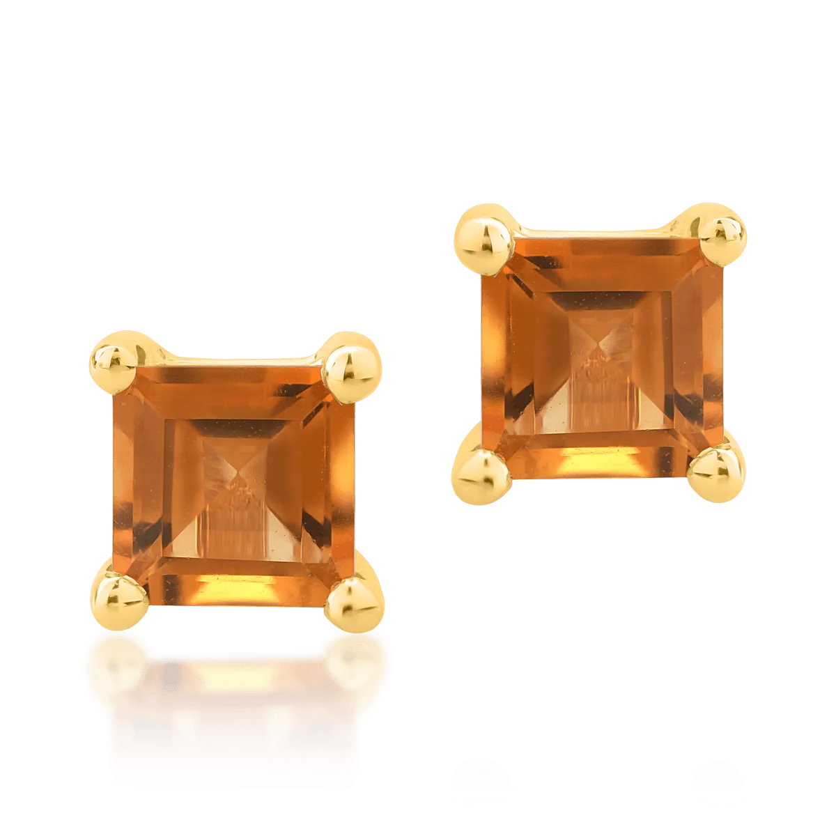 Cercei din aur galben cu citrine square de 0.6ct