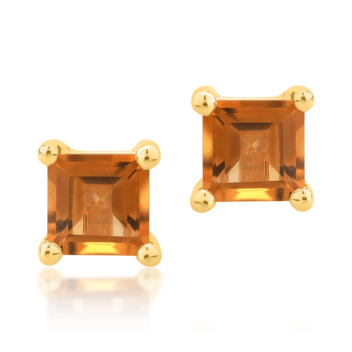 Обеци от жълто злато 14К с диаманти 0.6гкт