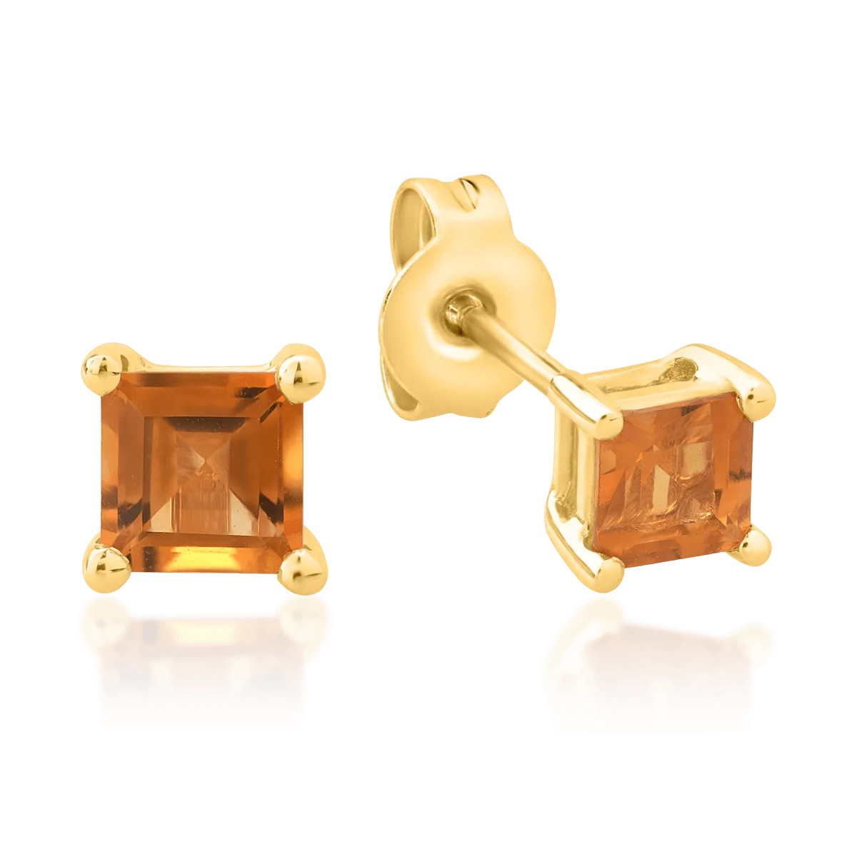 Cercei din aur galben de 14K cu citrine de 0.6ct