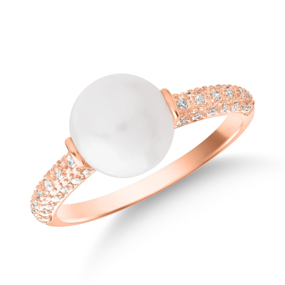 Pierścionek z 14K różowego złota z perłą kulturową 3.9ct i diamentami o masie 0.1ct-125538