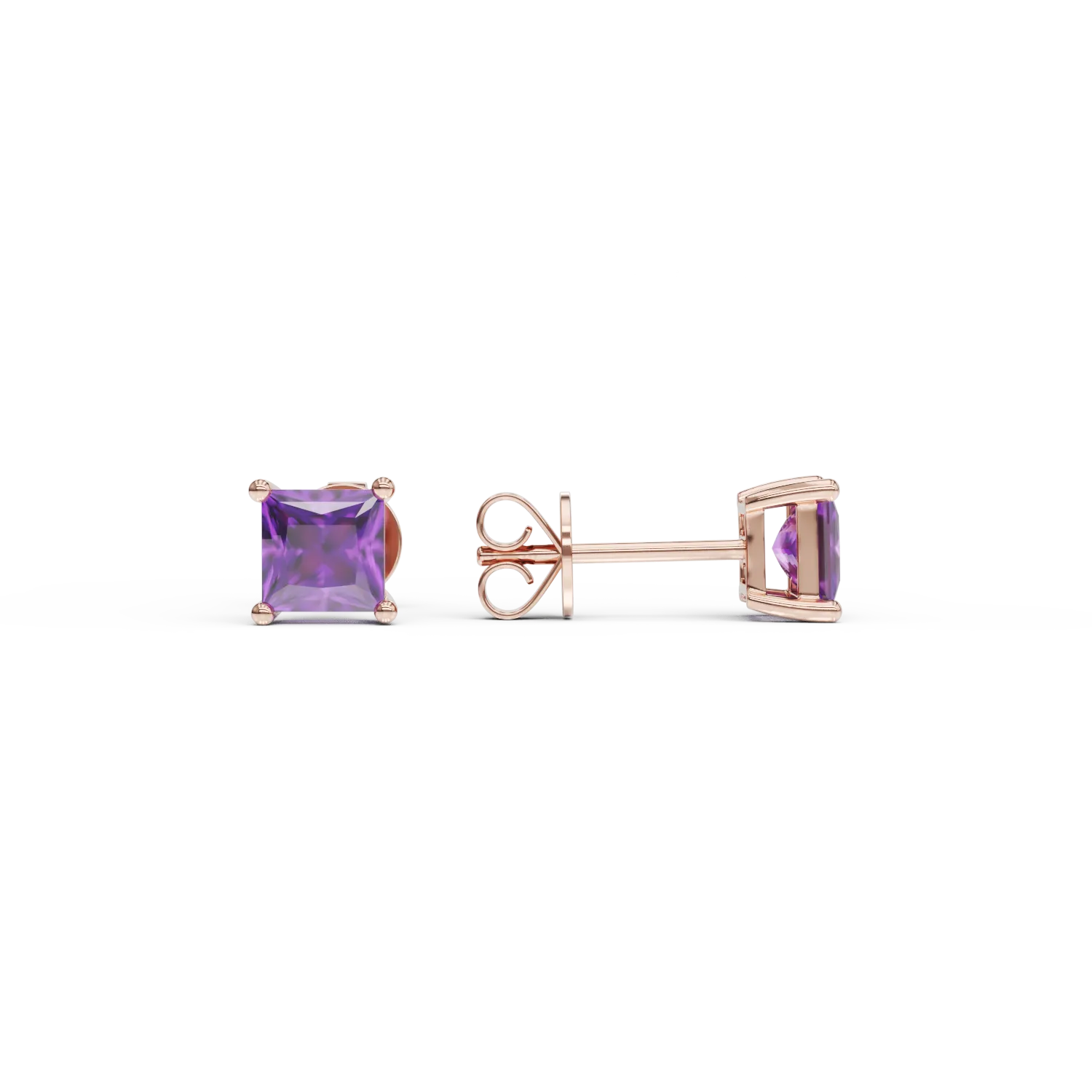 14K rose gold earrings with 0.61ct amethysts