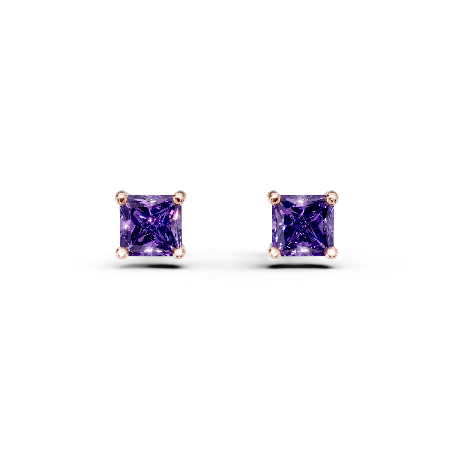 Cercei din aur roz cu ametiste square de 0.61ct