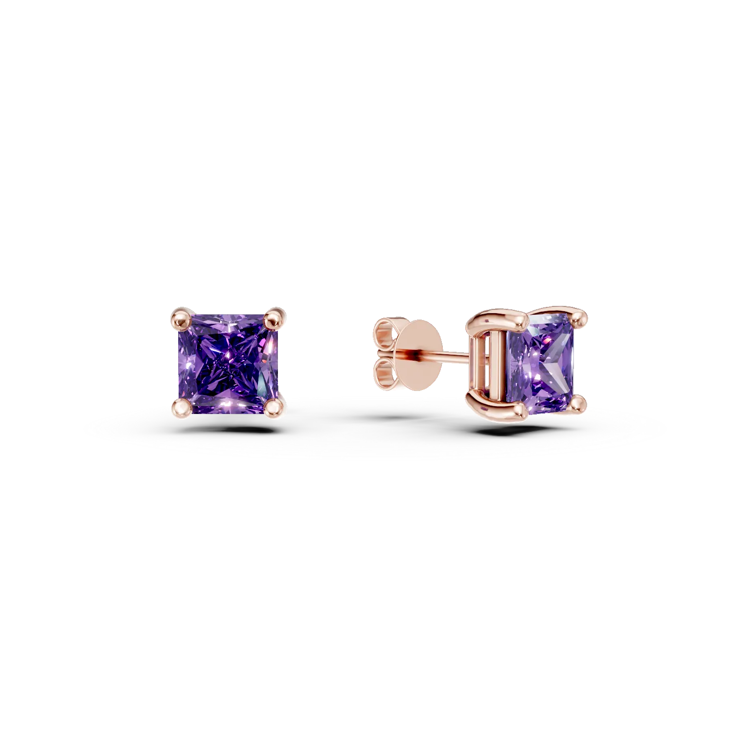 Teilor Cercei din aur roz cu ametiste square de 0.61ct