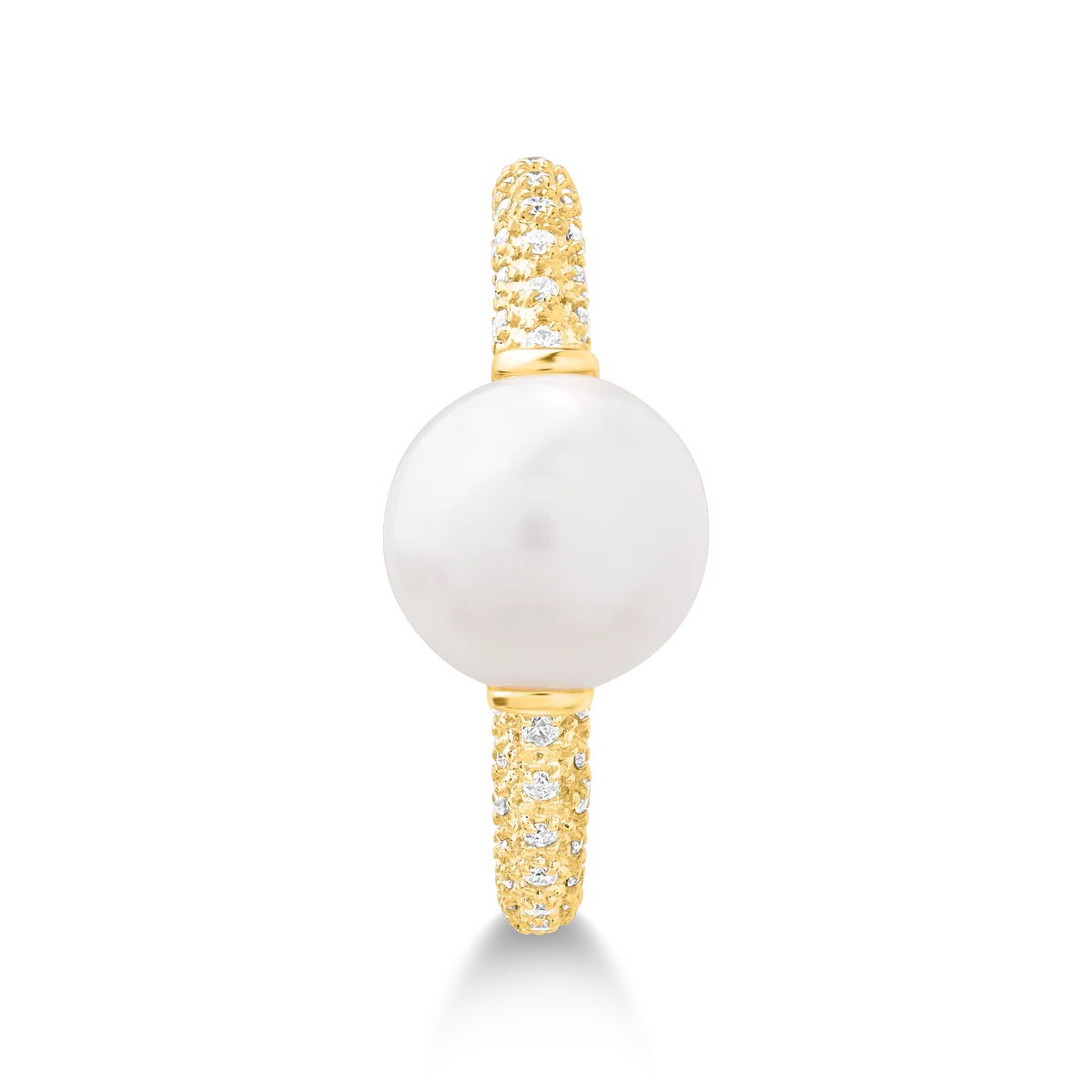 Pierścionek z żółtego 14K złota z 3.5ct perłą słodkowodną i 0.15ct diamentami