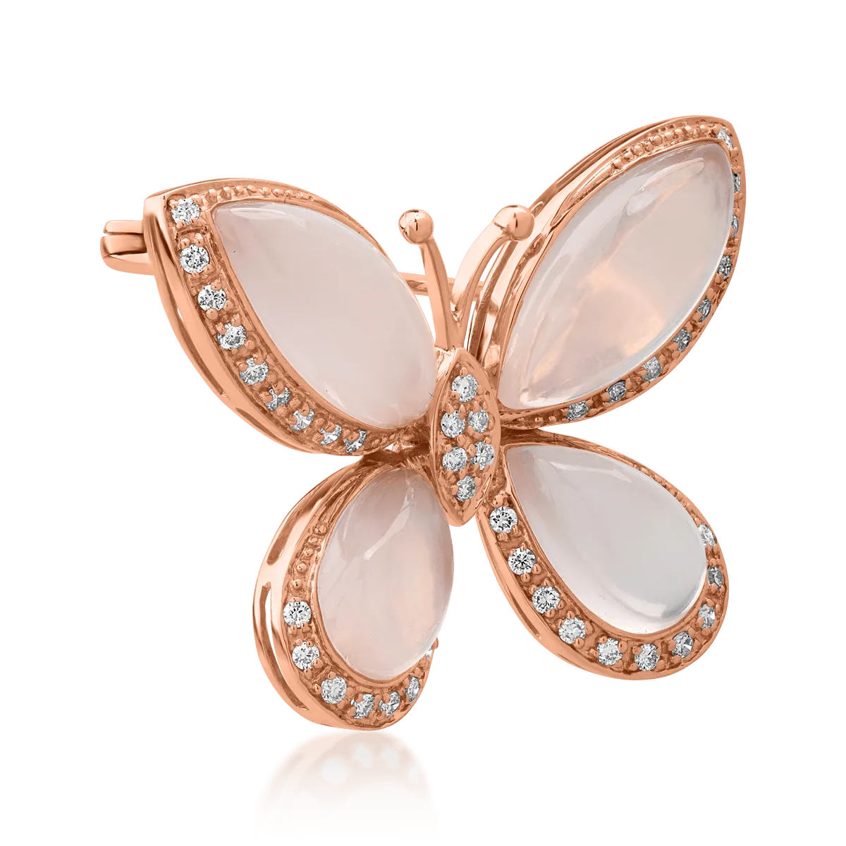 18K rose gold brooch with 13.646ct rose quartz and 0.334ct diamonds