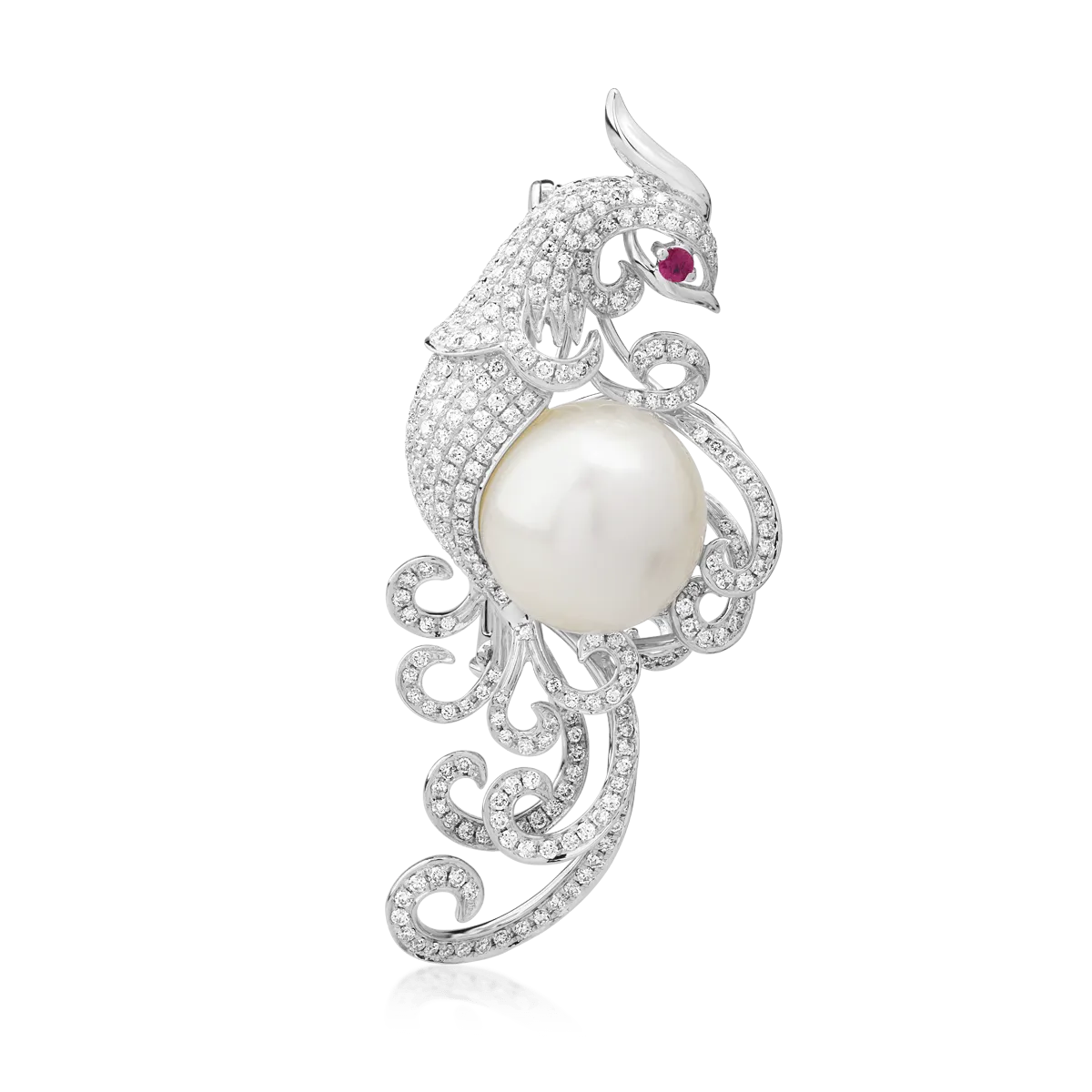 18K white gold brooch with 23.31ct precious and semi-precious stones