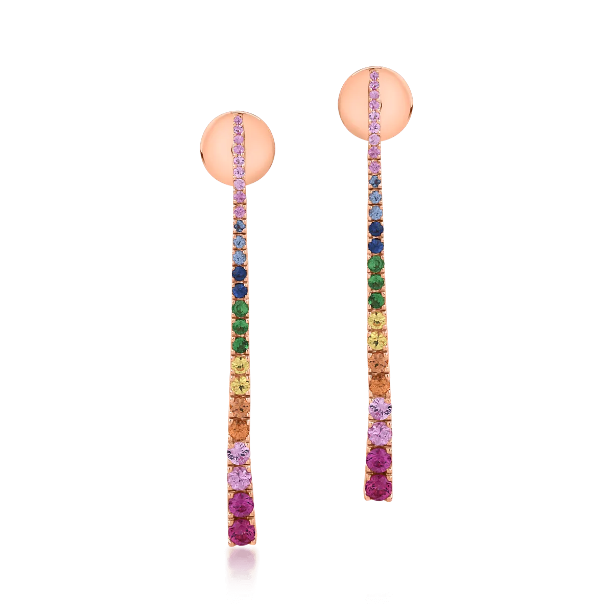 Kolczyki z 18K różowego złota i wielokolorowe szafiry 1.64kr