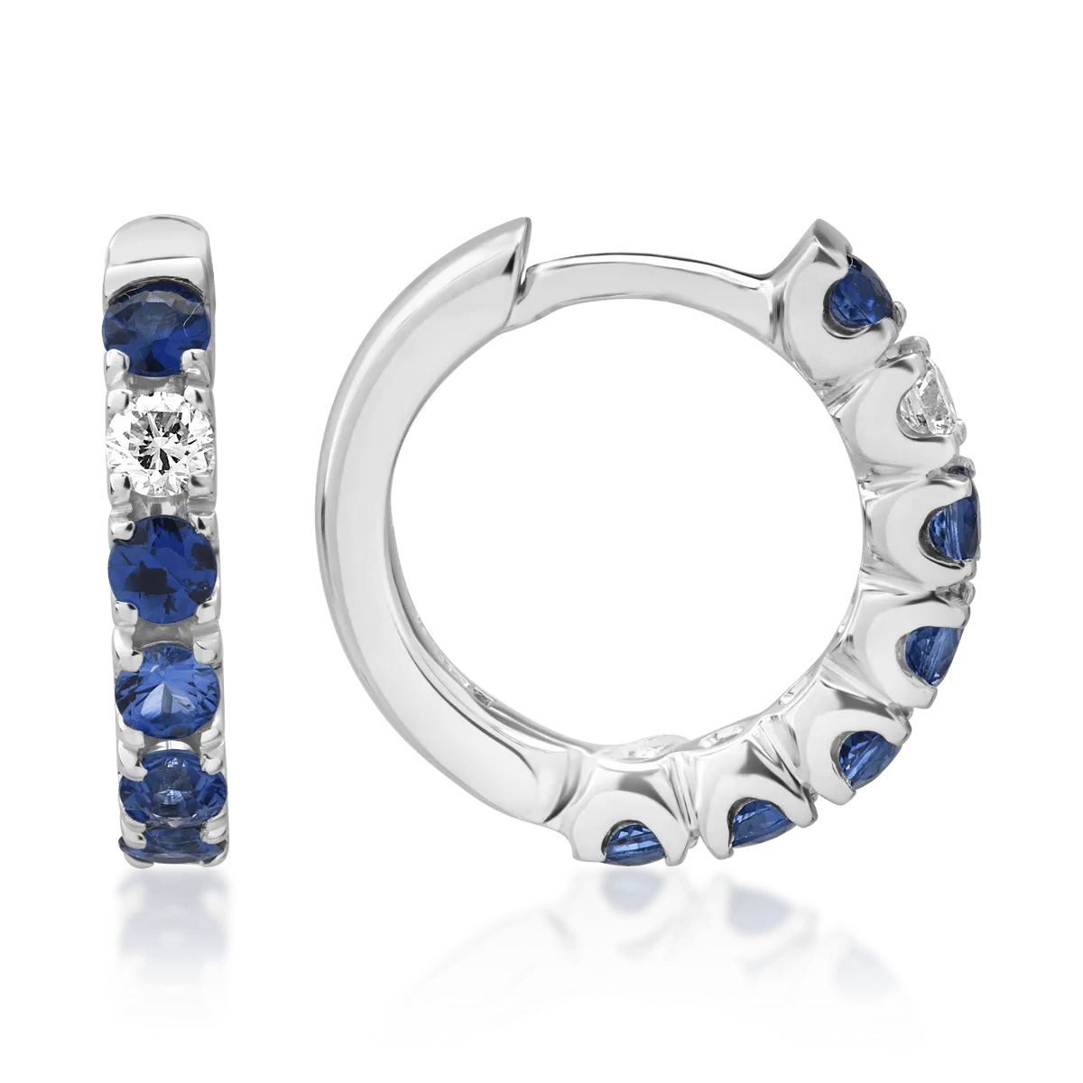 18K white gold earrings with 0.8ct sapphires and 0.1ct diamonds