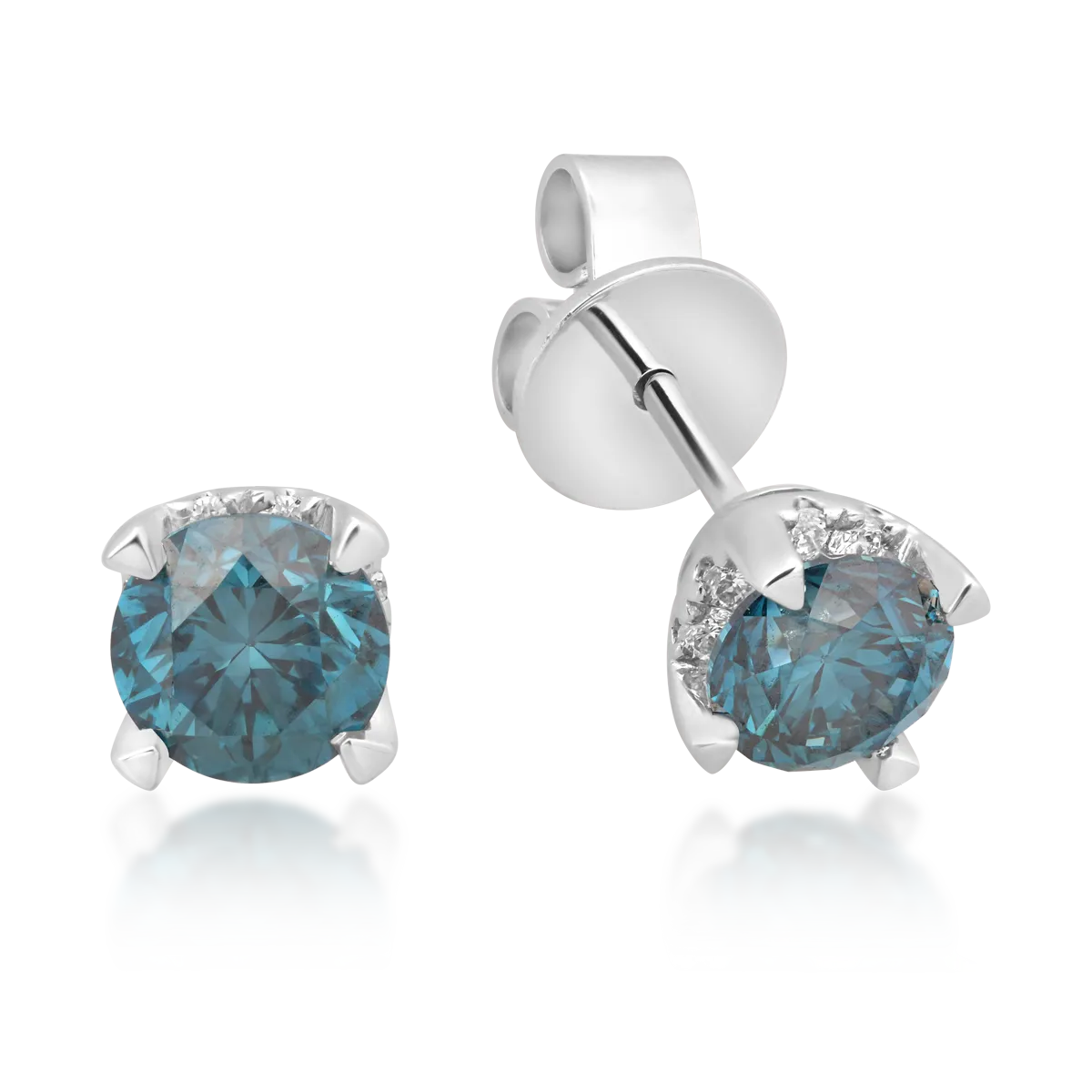 18K white gold earrings with 0.38ct blue diamonds and 0.03ct diamonds