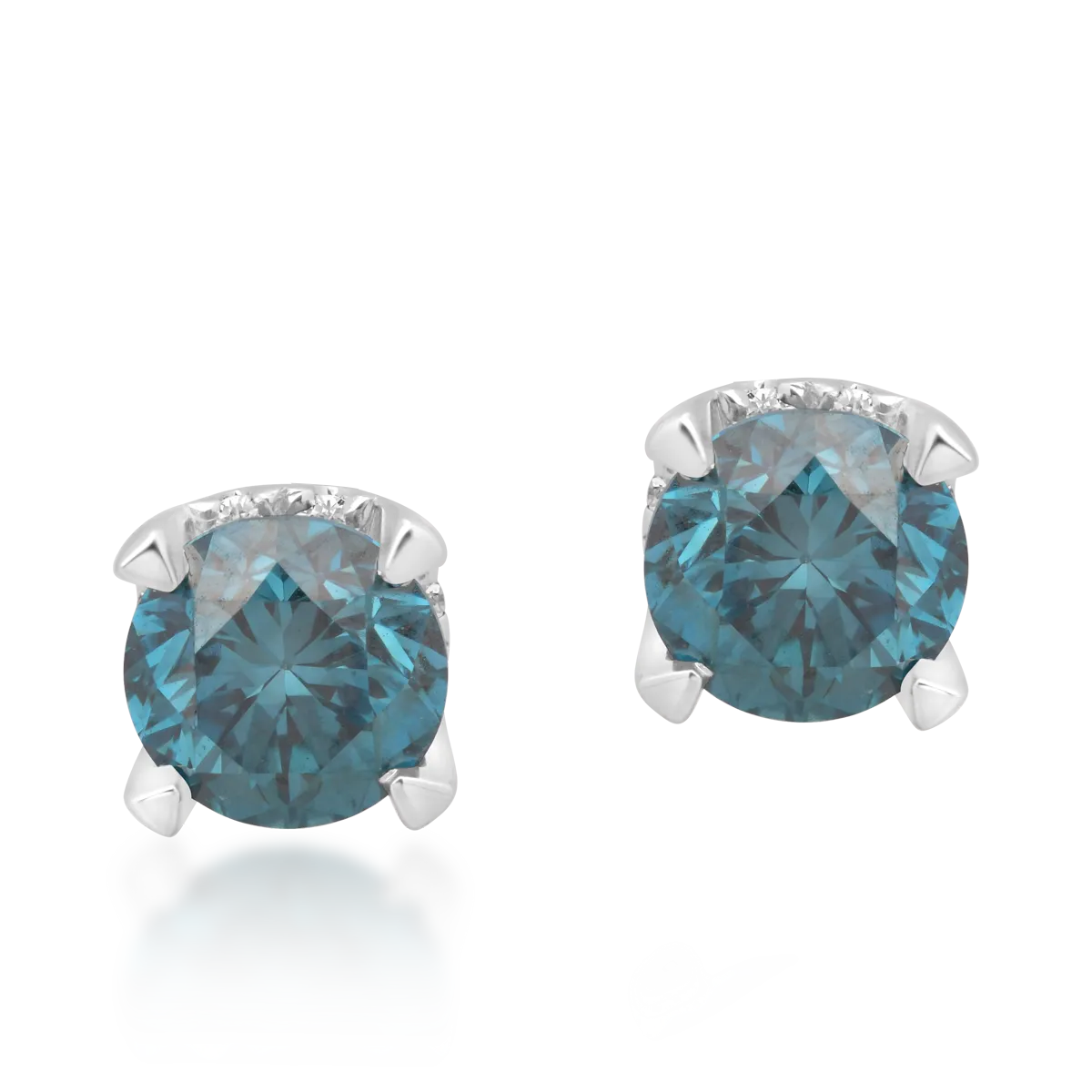 Cercei din aur alb de 18K cu diamante albastre de 0.39ct si diamante transparente 0.03ct-108263