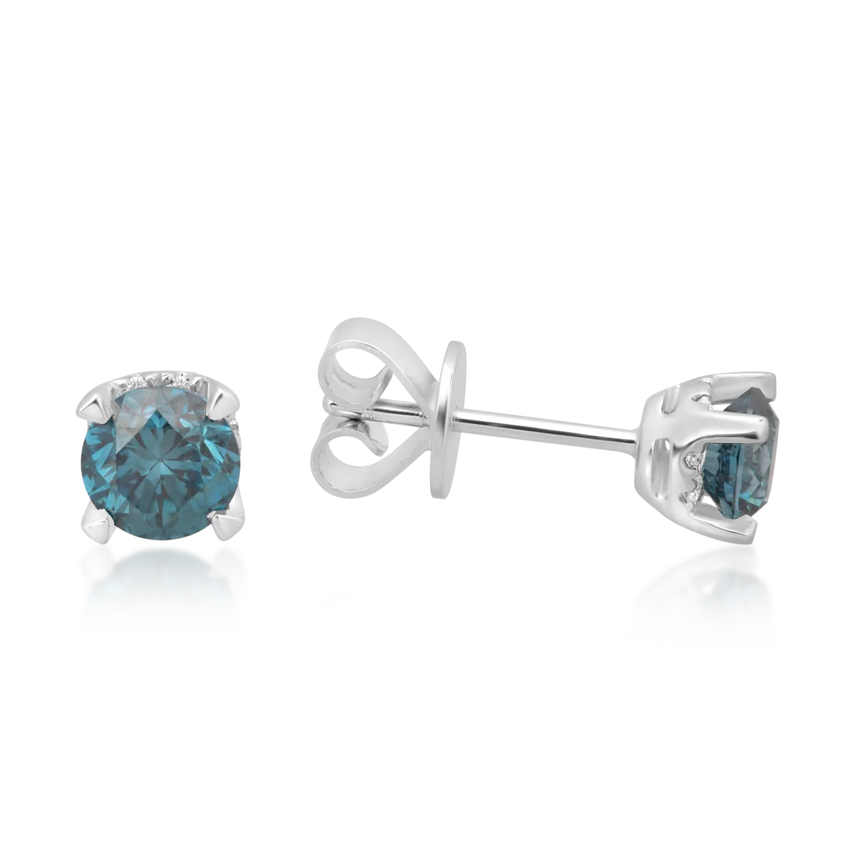 18K бели златни обеци с 0,38ct сини диаманта и 0,03ct диаманта
