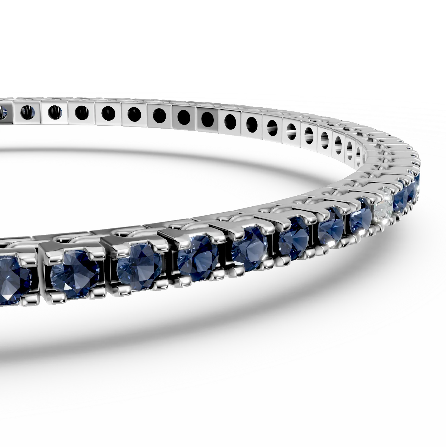 18k fehér arany karkötő 2.25ct sapphires és 0.15ct Diamonds