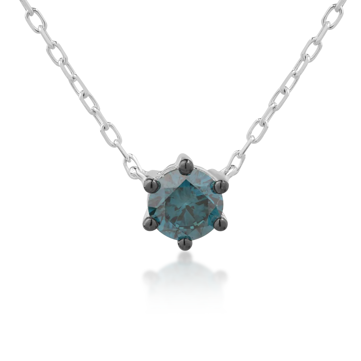 Lant cu pandantiv din aur alb cu diamant albastru de 0.53ct