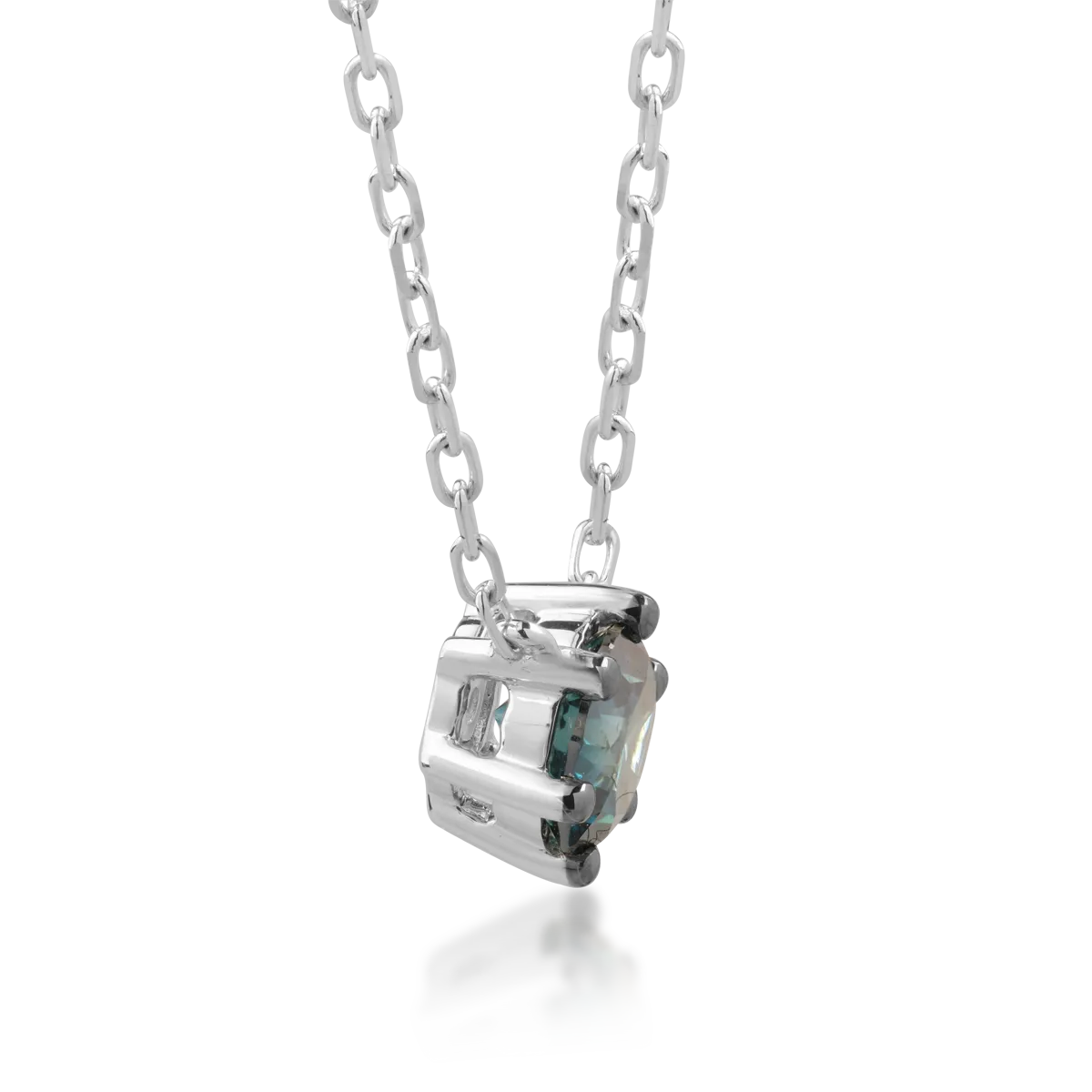 Lant cu pandantiv din aur alb cu diamant albastru de 0.53ct