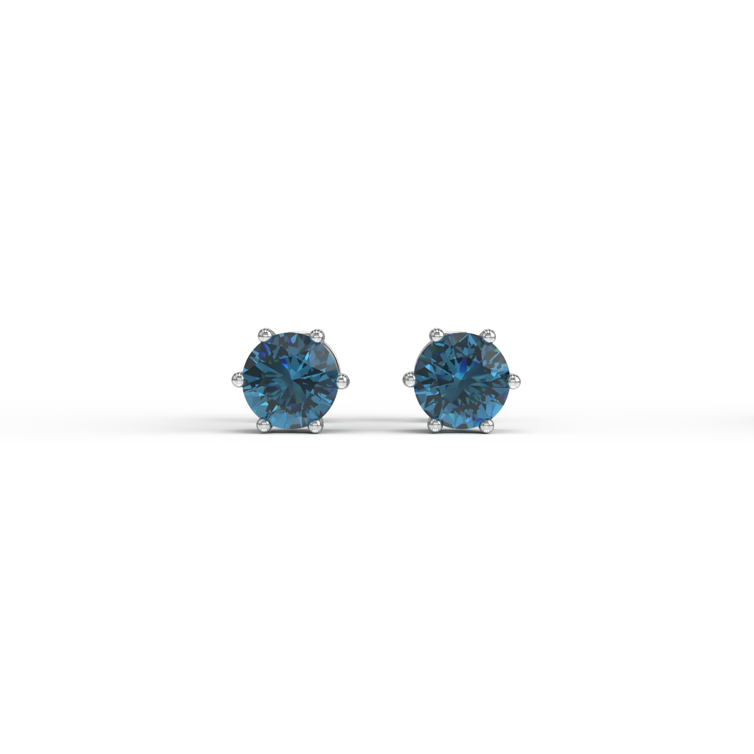 Cercei din aur alb de 18K cu diamante albastre de 1.09ct