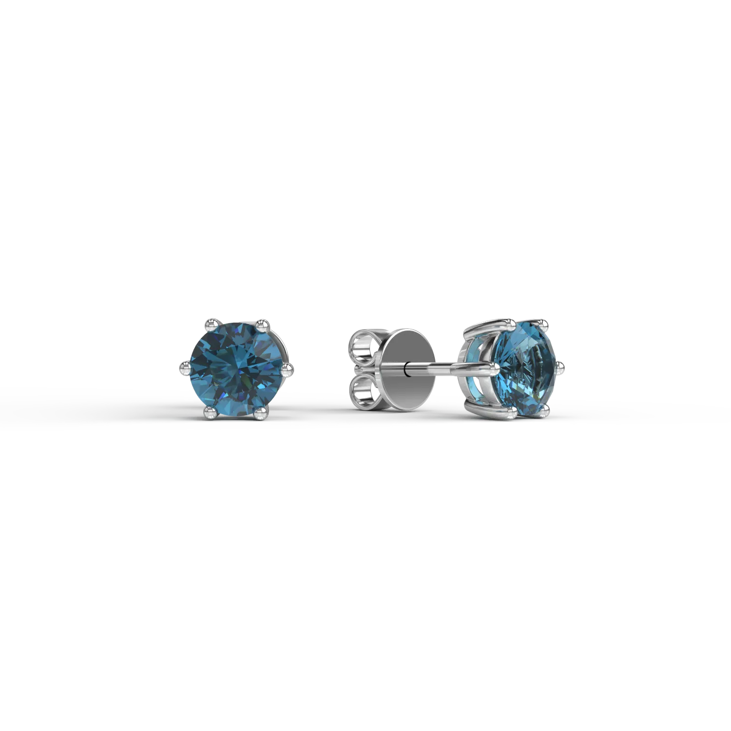 Cercei din aur alb de 18K cu diamante albastre de 1.09ct