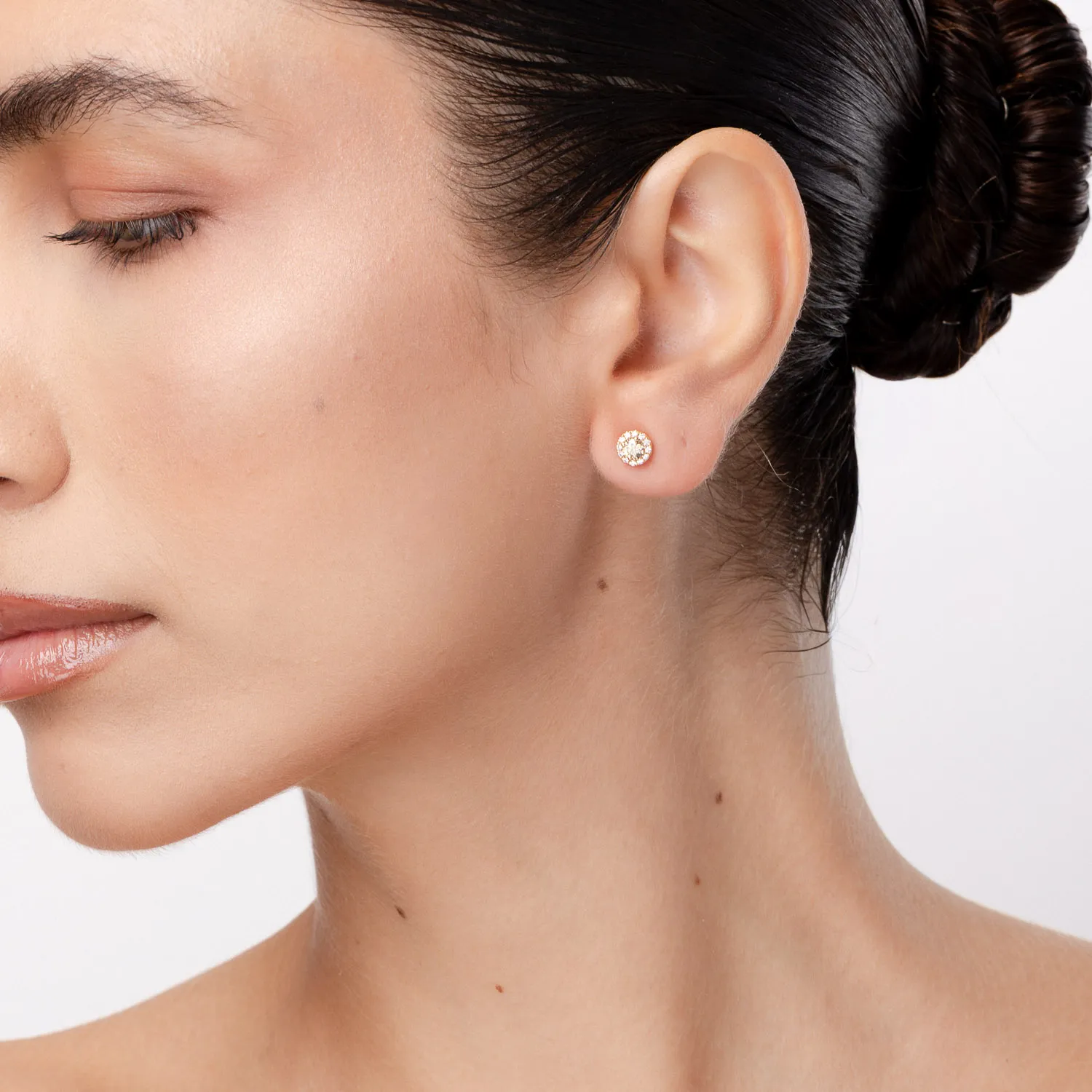 Cercei din aur roz cu diamante maro de 0.4ct si diamante transparente 0.14ct — imaginea 5