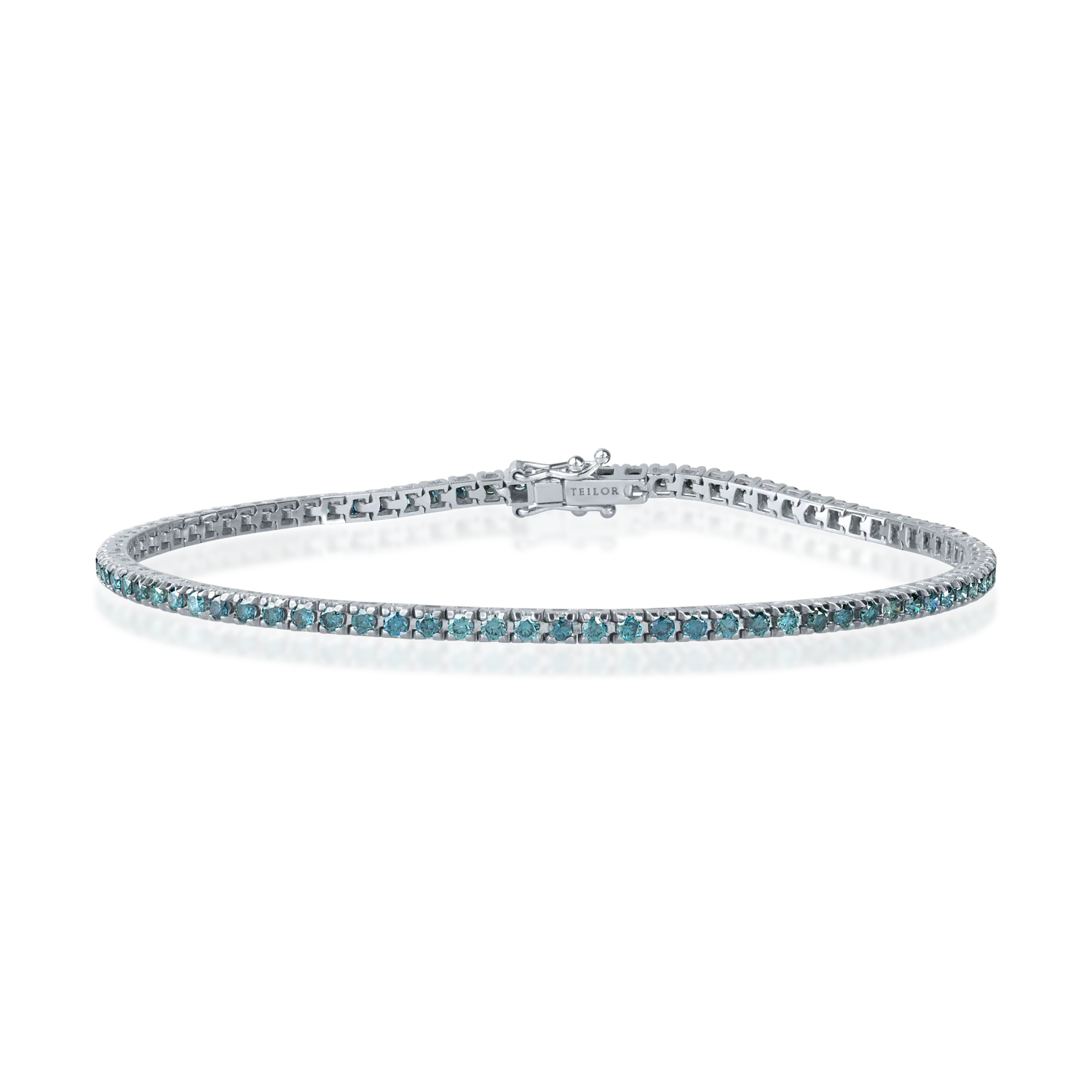 18K white gold tennis bracelet with blue diamonds of 1.75ct