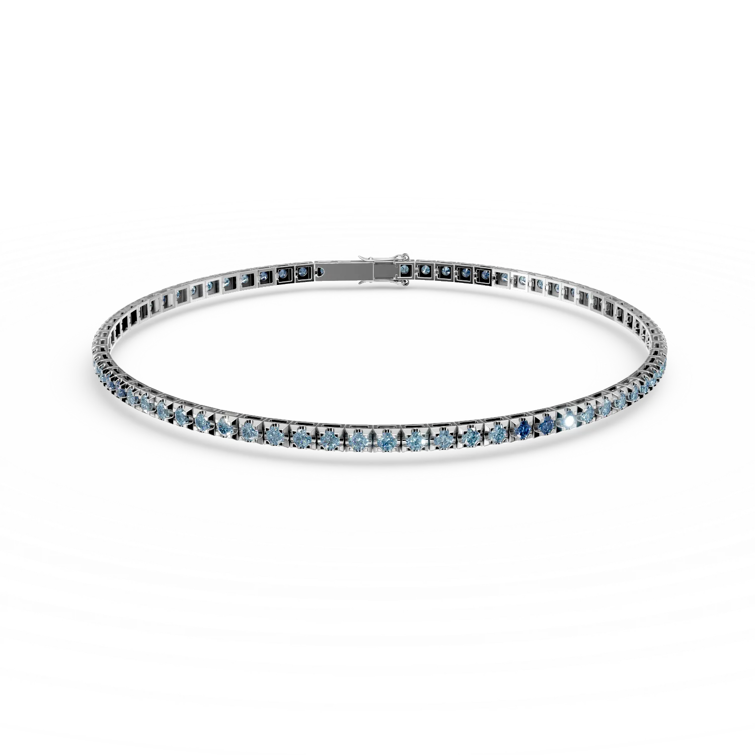 18K white gold tennis bracelet with blue diamonds of 2ct-108289