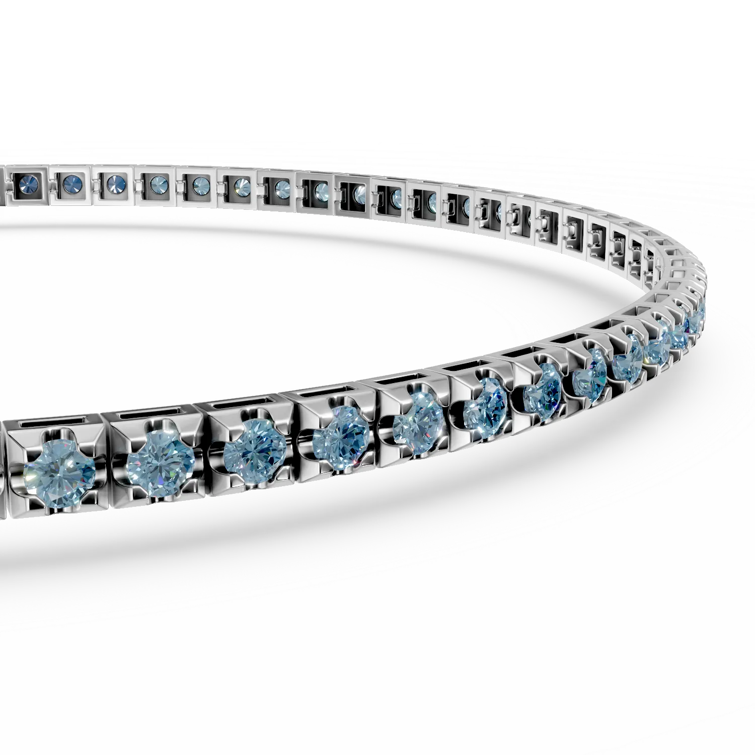 Bransoletka tenisowa z białego złota 18K z niebieskimi diamentami 2ct