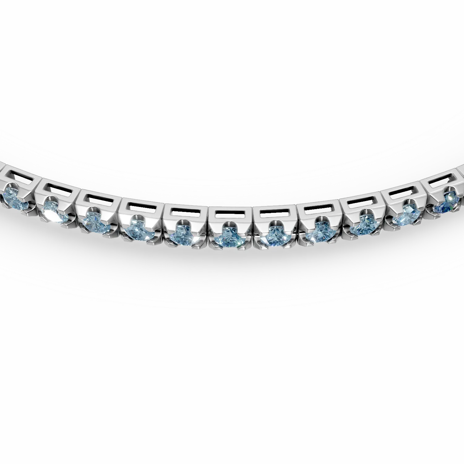 Bransoletka tenisowa z białego złota 18K z niebieskimi diamentami 2ct