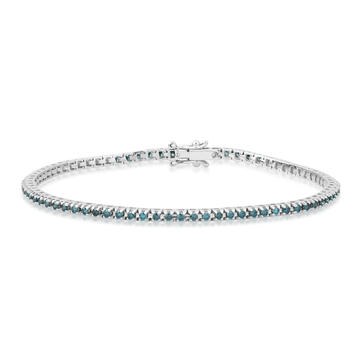 18K white gold tennis bracelet with blue diamonds of 0.9ct