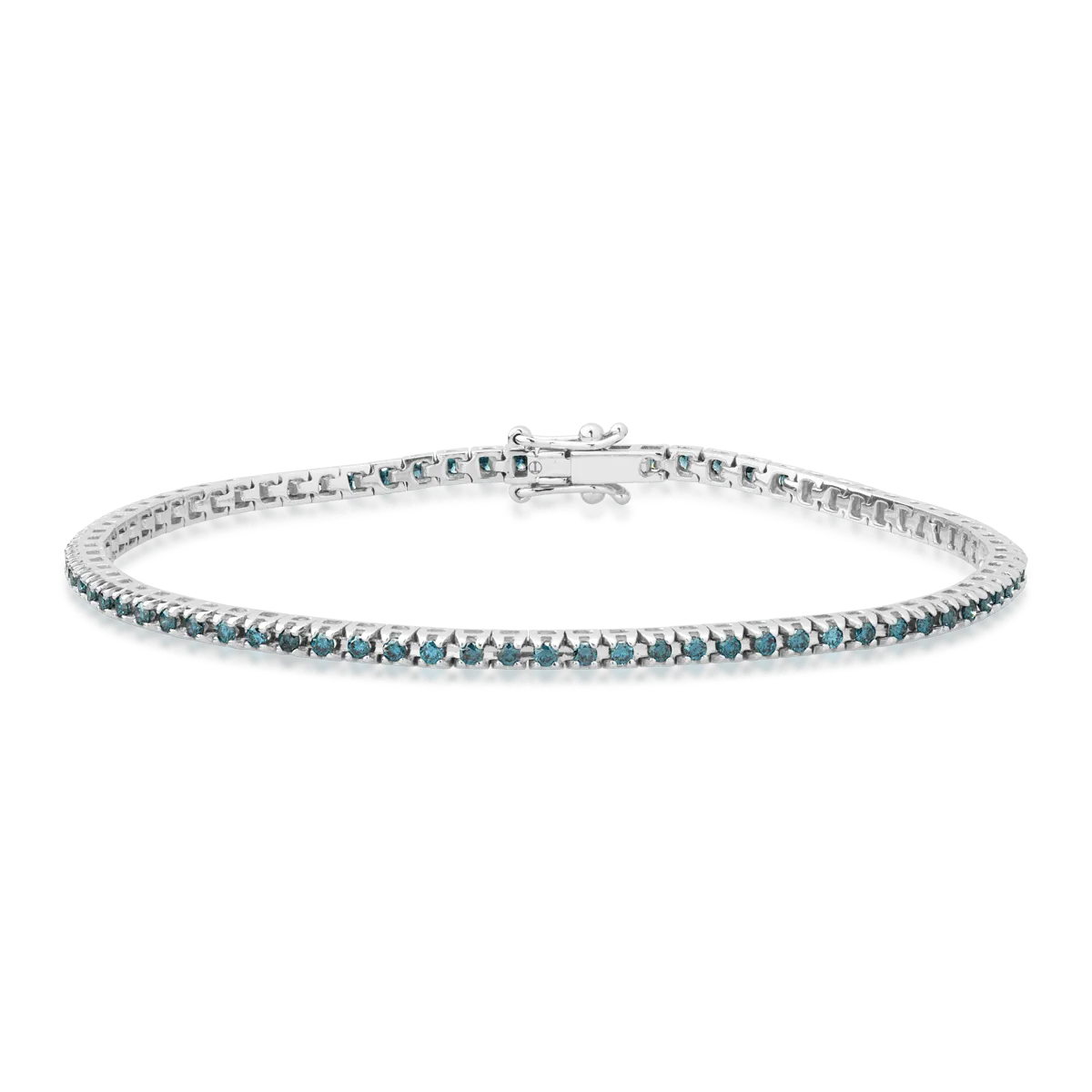 18K white gold tennis bracelet with blue diamonds of 1ct