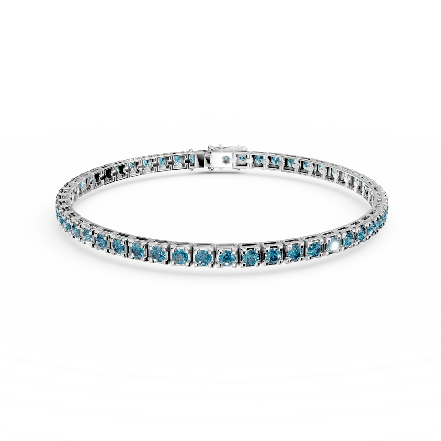 18K white gold tennis bracelet with blue diamonds of 2.15ct