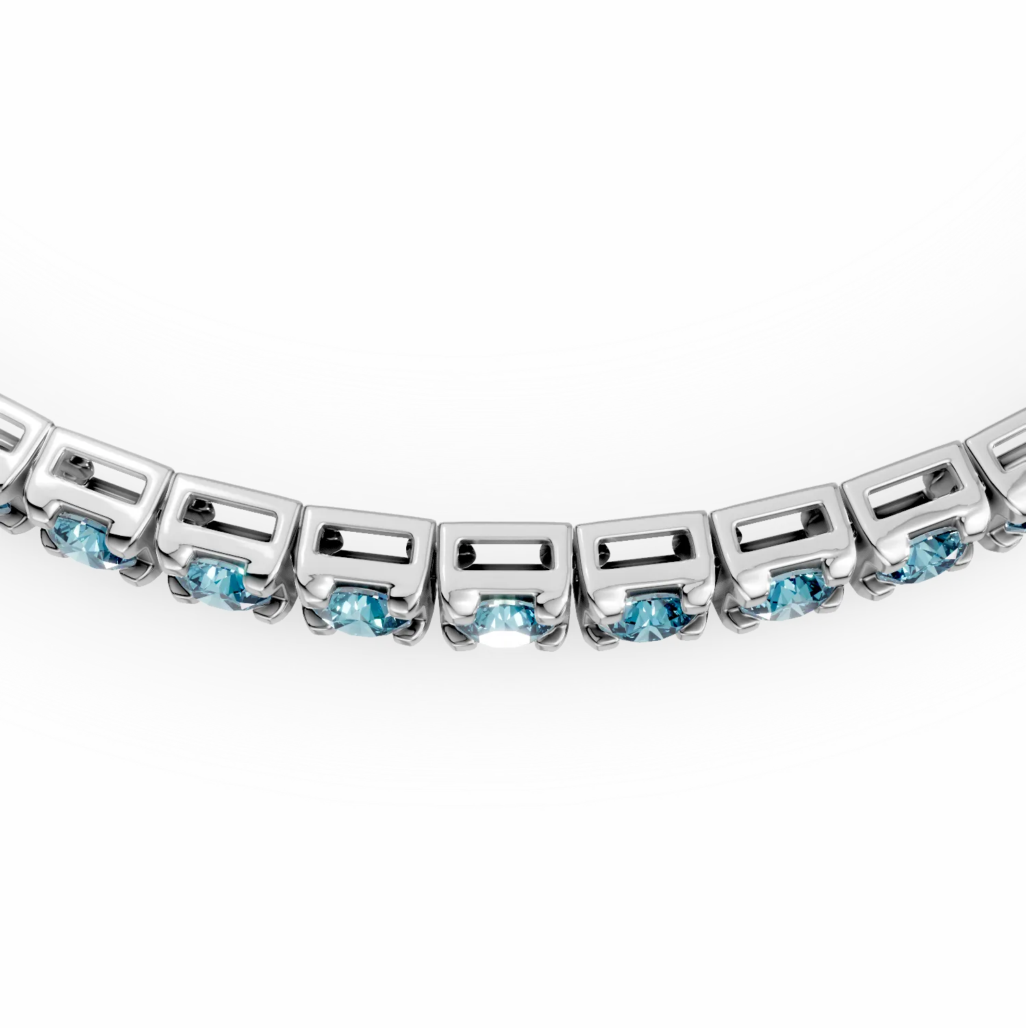 18K бяло злато тенис гривна със сини диаманти от 2.15ct