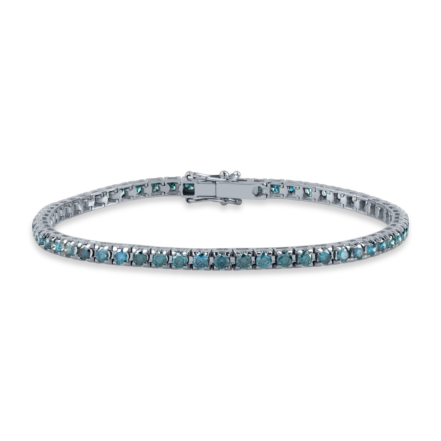18K white gold tennis bracelet with blue diamonds of 3.2ct