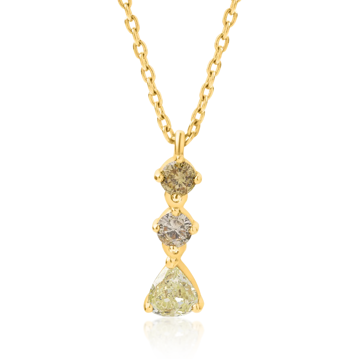 18K yellow gold pendant necklace with yellow diamonds of 0.39ct