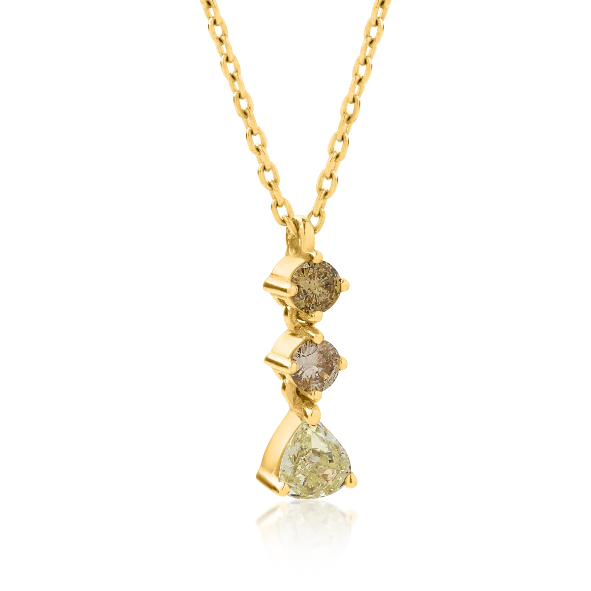 Lant cu pandantiv din aur galben cu diamante galbene de 0.39ct