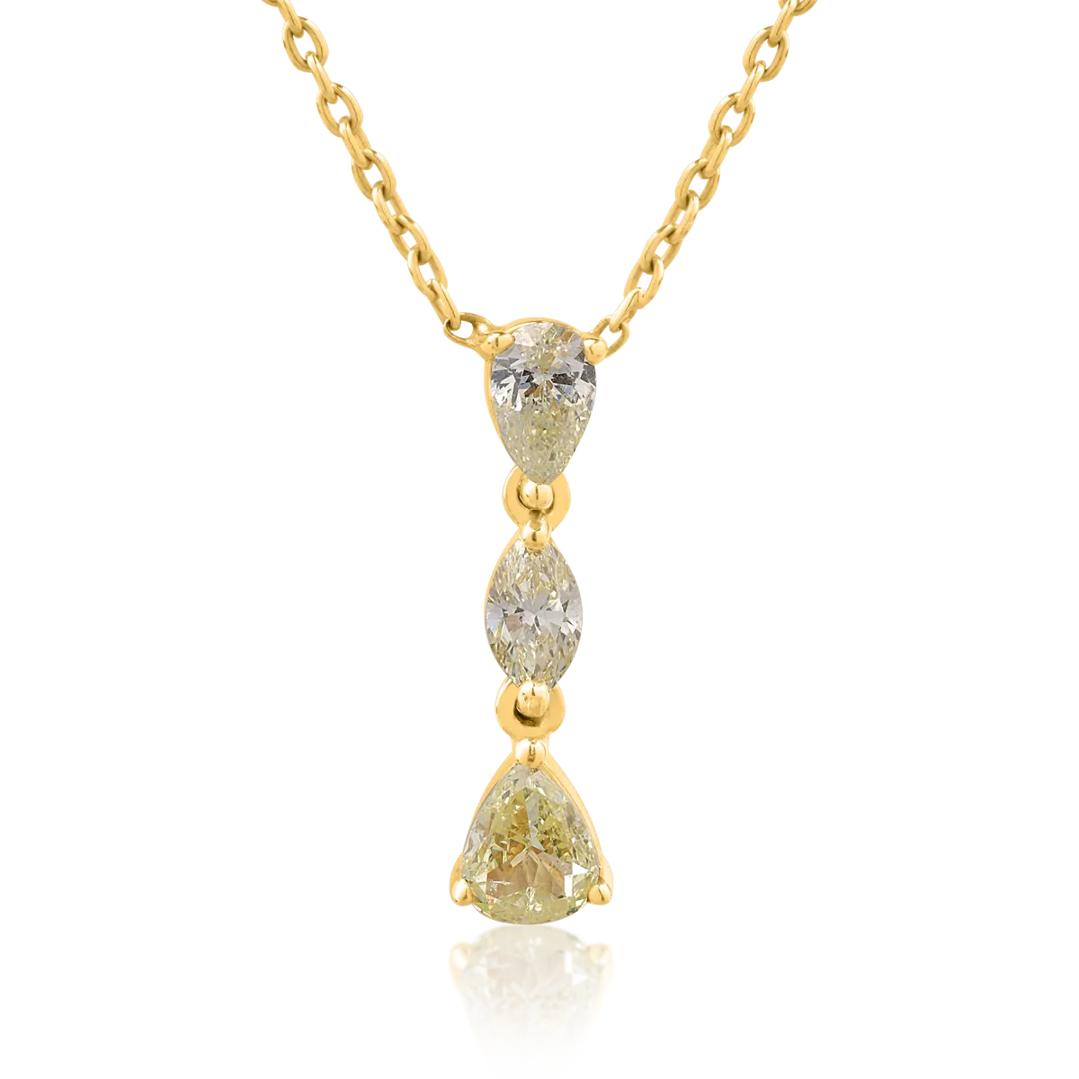 18K yellow gold pendant necklace with yellow diamonds of 0.46ct