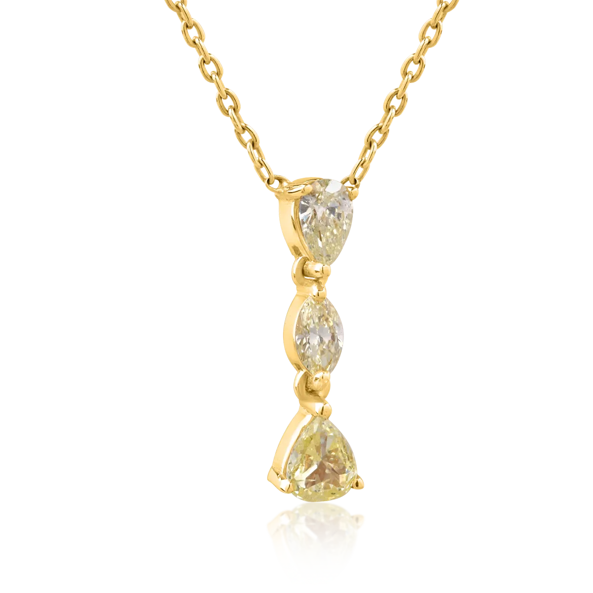 Lant cu pandantiv din aur galben cu diamante galbene de 0.46ct