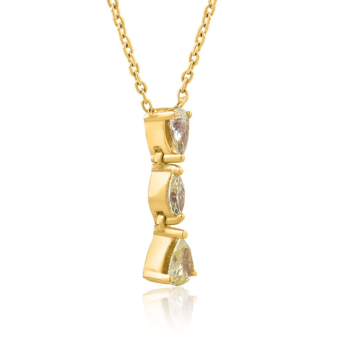 Lant cu pandantiv din aur galben cu diamante galbene de 0.46ct