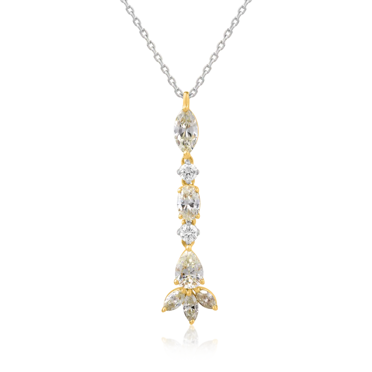 Lant cu pandantiv din aur alb-galben de 18K cu diamante galbene de 0.92ct-108320