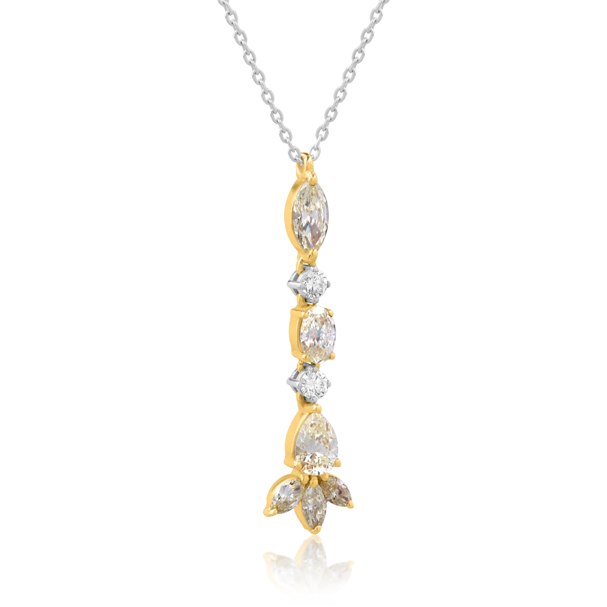 Lant cu pandantiv din aur alb-galben cu diamante galbene de 0.92ct