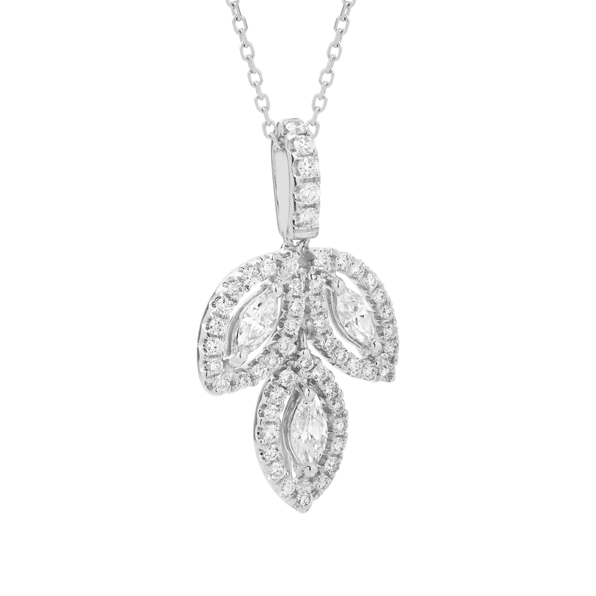 Колие с висулка от 18K бяло злато с диаманти 0.61ct