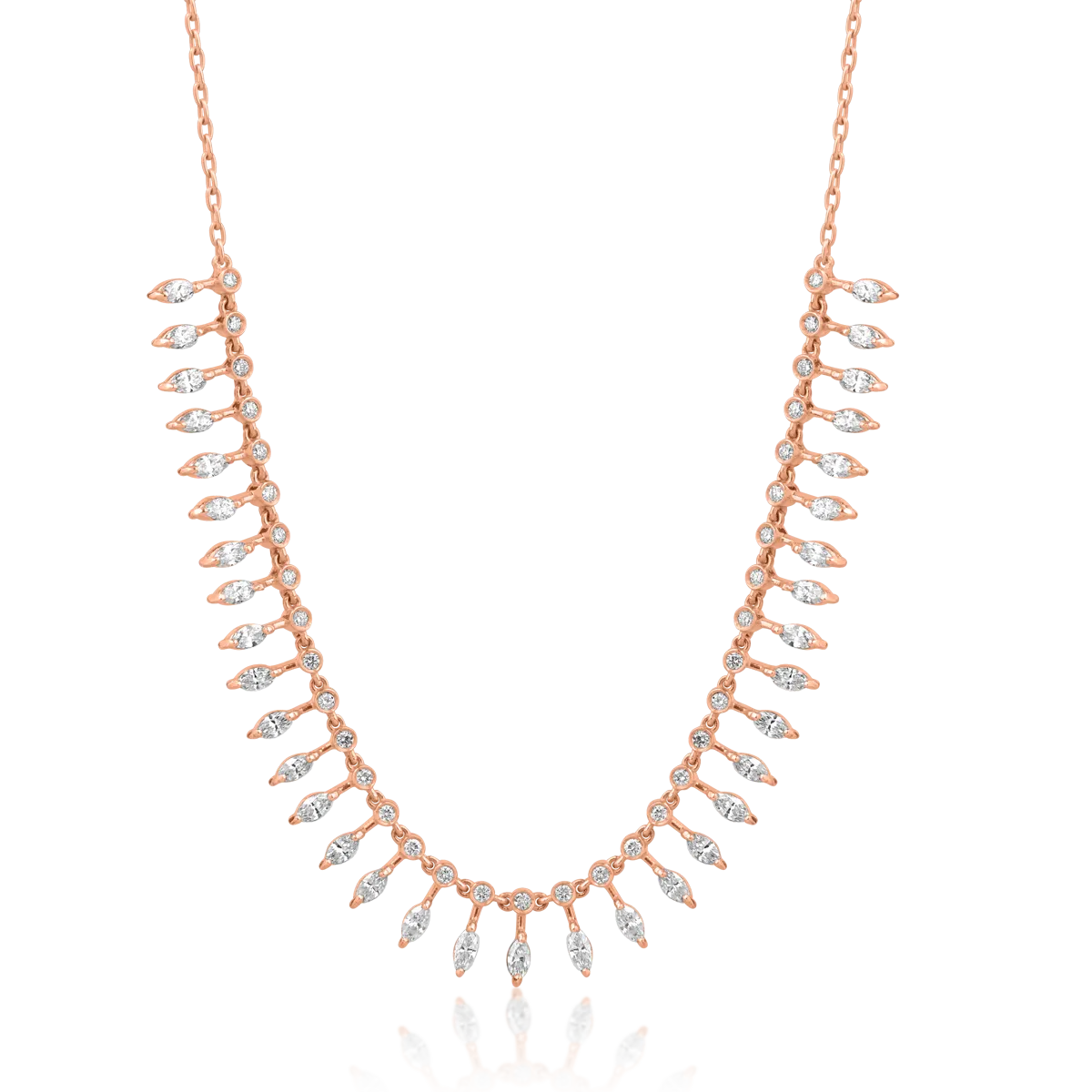 18K rose gold necklace with diamonds of 2.01ct