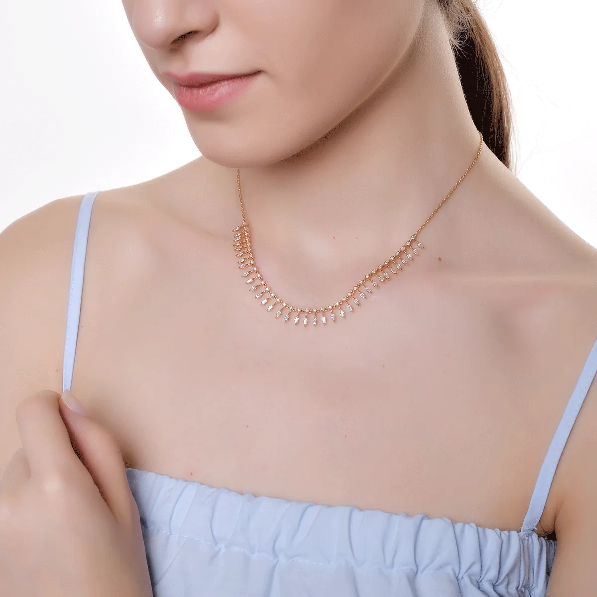 18K rose gold necklace with diamonds of 2.01ct