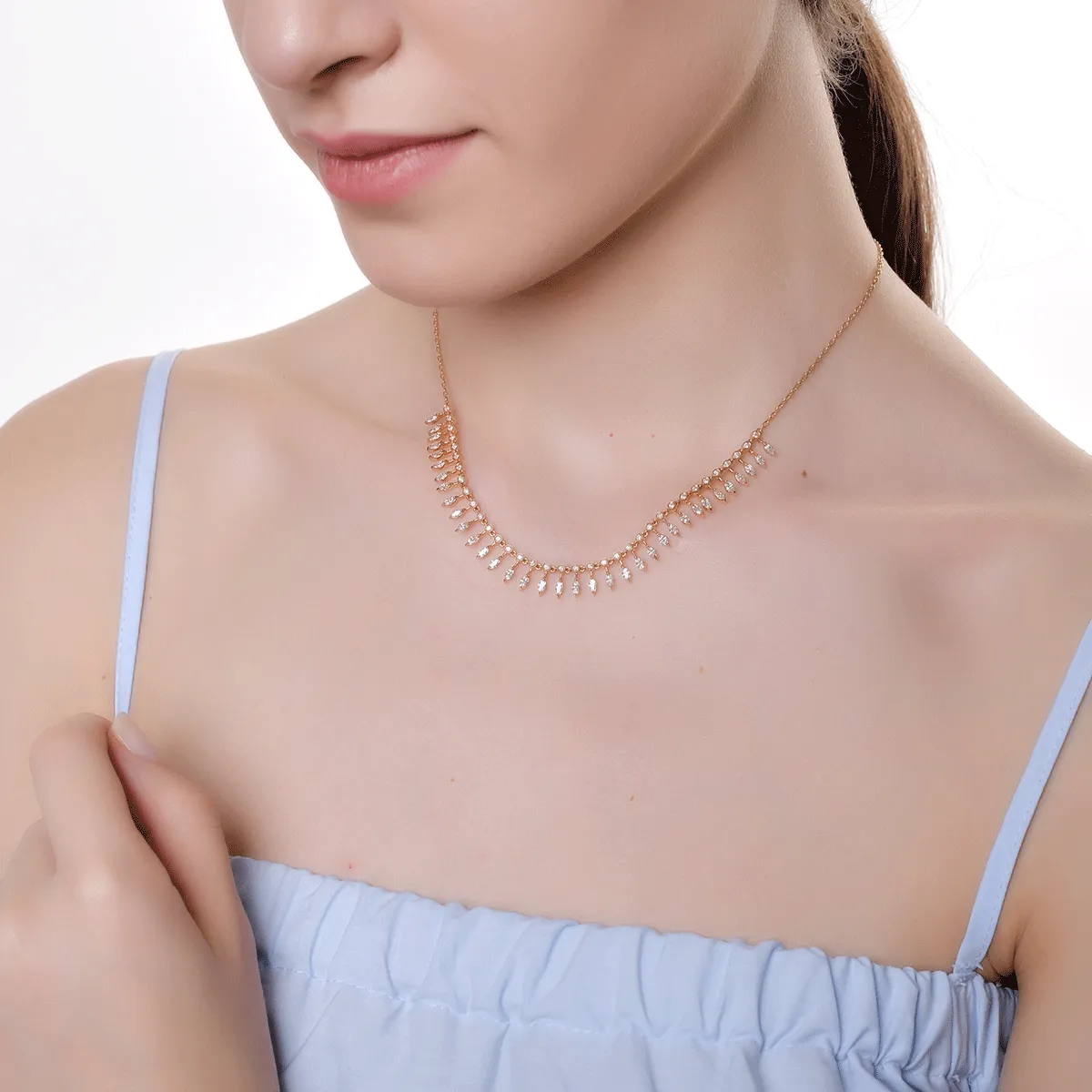 18K rózsaarany nyaklánc gyémántokkal 2.01ct