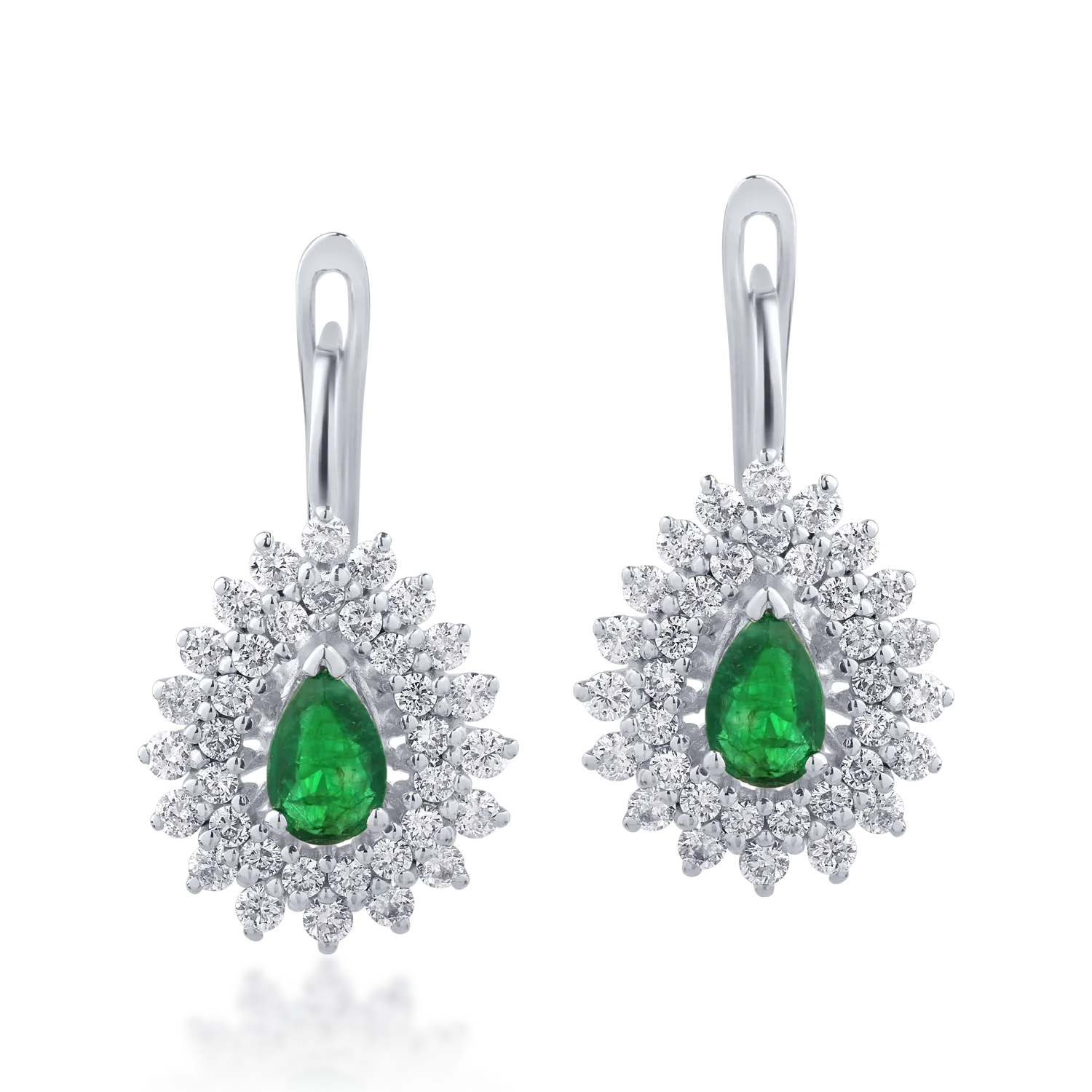 18K white gold earrings with 0.5ct emeralds and 0.9ct diamonds