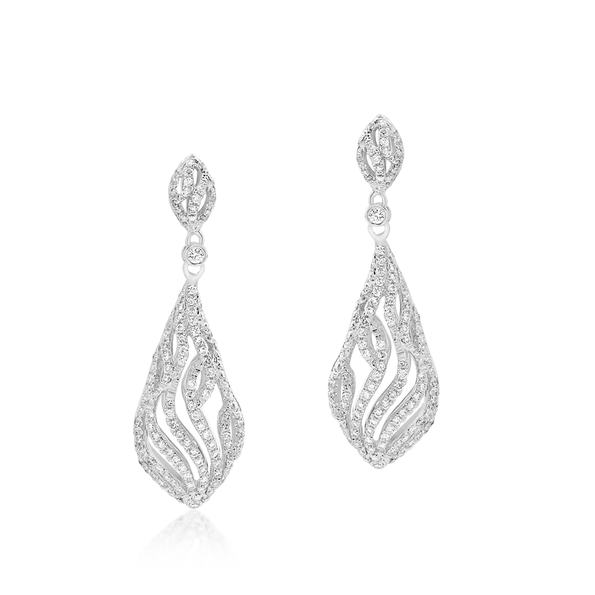 Обеци от бяло злато с 1кт диаманти-108358